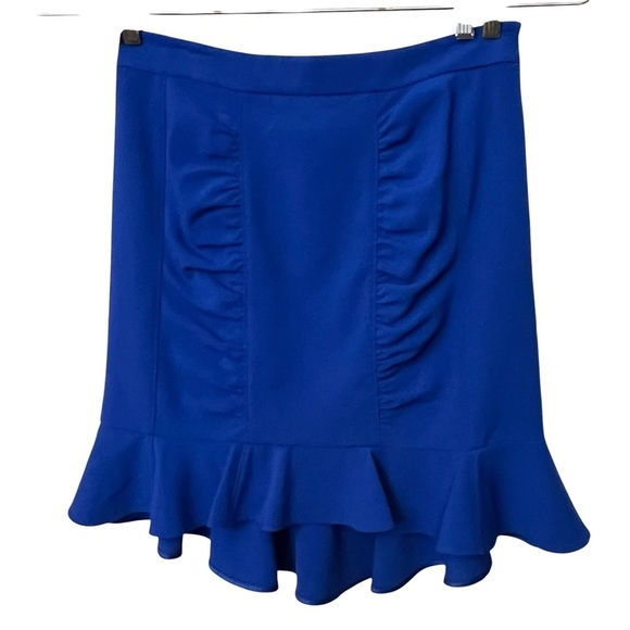 Anthropologie HD In Paris Blue Ruffle Ruched Skirt Size 12 New - Picture 3 of 9